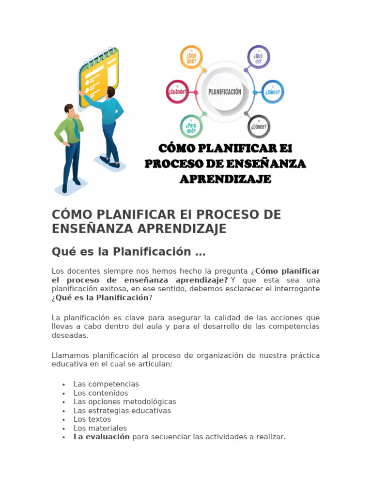 Planificación Efectiva en Educación | PDF | Enseñando | Aprendizaje