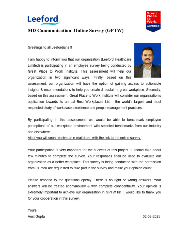 Leeford Employee Survey Invitation | PDF