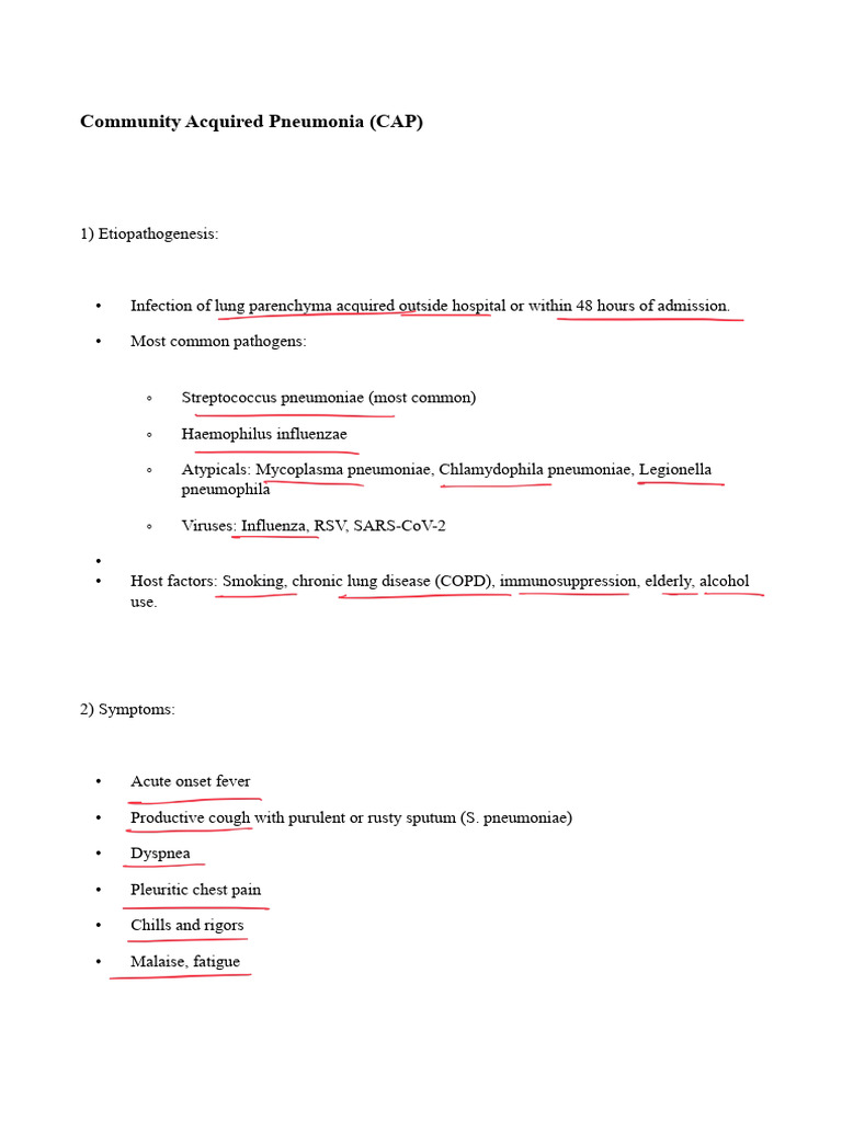 Community-Acquired Pneumonia Overview | PDF | Pneumonia | Diseases And ...