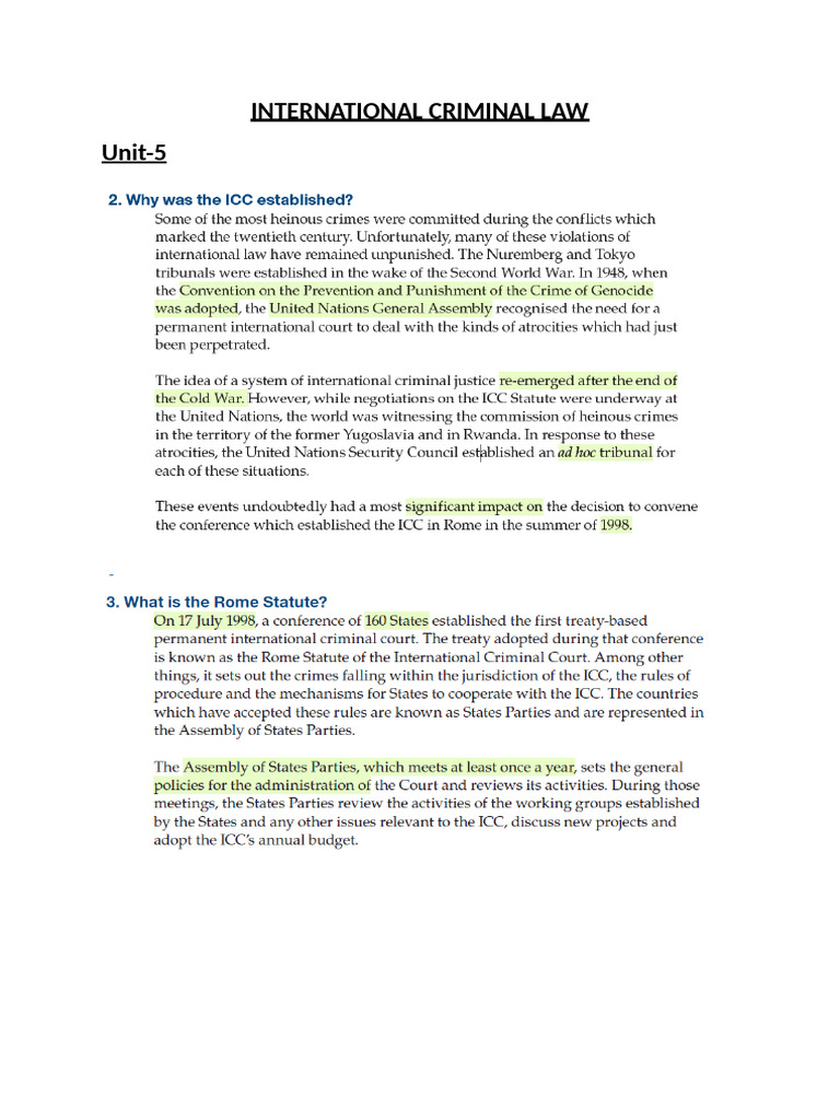 ICC Structure and International Relations | PDF | International ...