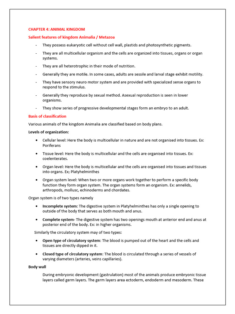 Chapter 4 Animal Kingdom | PDF | Vertebrates | Zoology