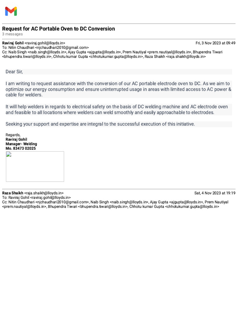Gmail - Request for AC Portable Oven to DC Conversion | PDF | Welding ...