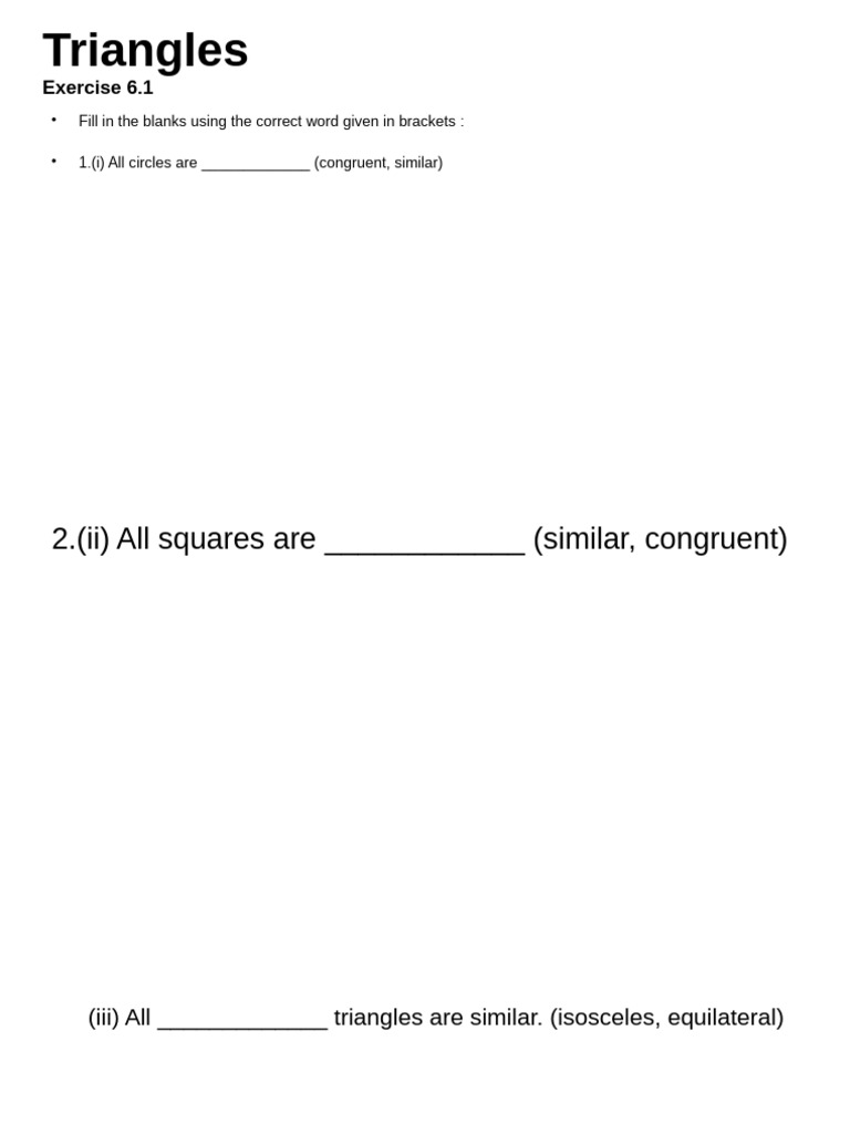 Class 10 Triangles Exercise 6.1 | PDF
