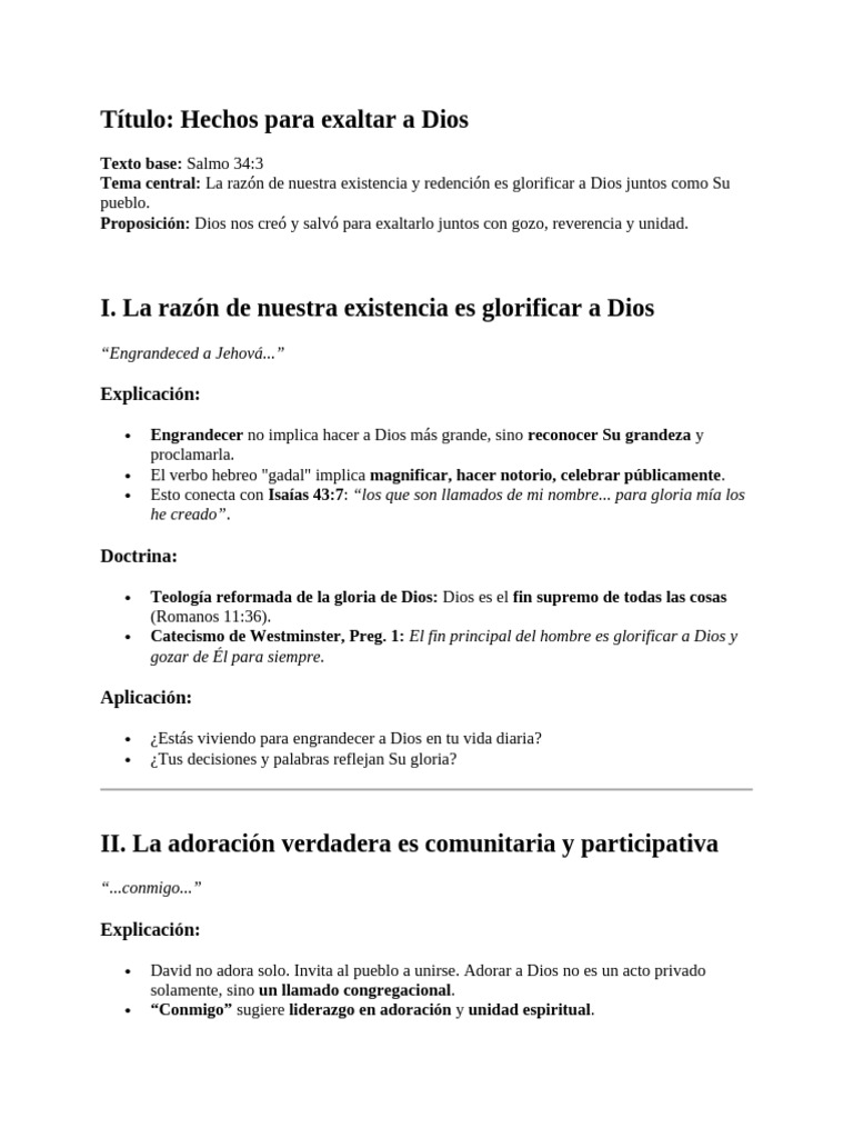 Hechos para Exaltar A Dios Salmo 34 V 3 | PDF | Dios | Salmos