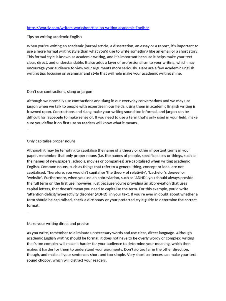 Academic Writing Tips and Guidelines | PDF | Jargon | Linguistics