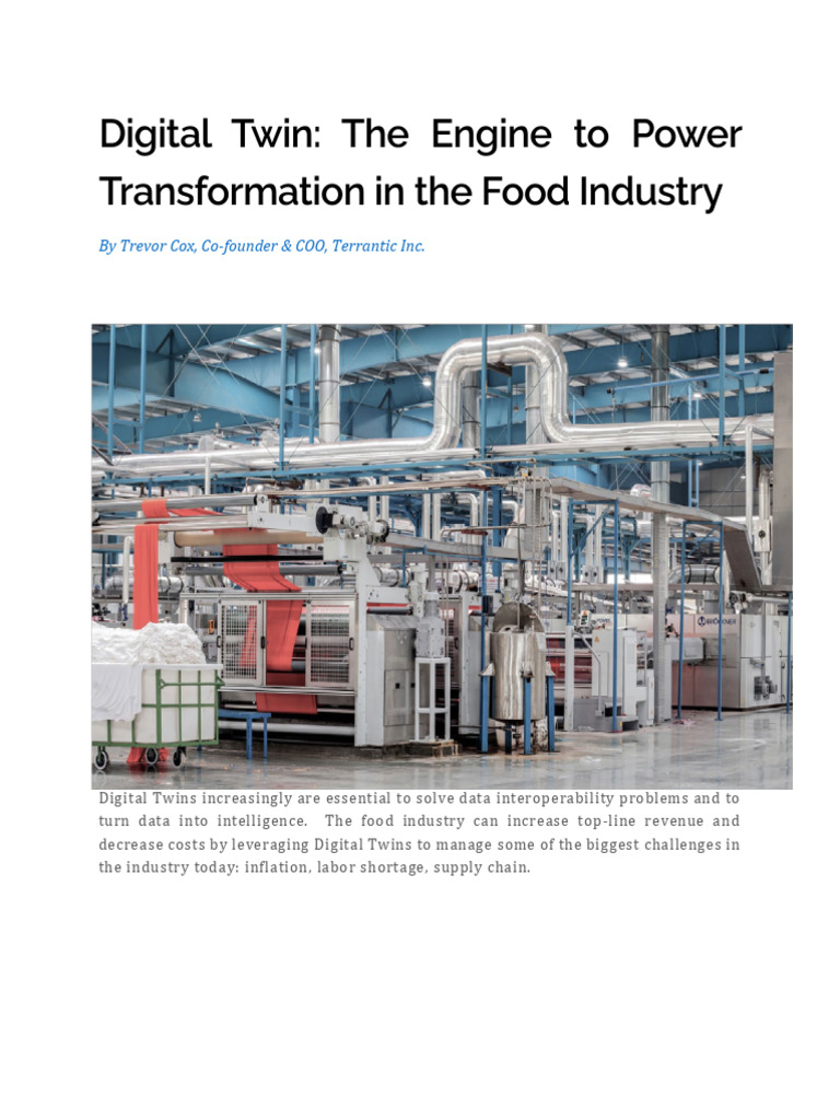 Digital Twins in Food Industry Transformation | PDF | Simulation | Data