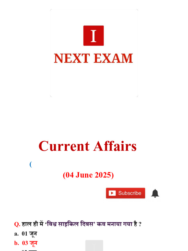 04 June 2025 Current Affairs by NEXT EXAM | PDF