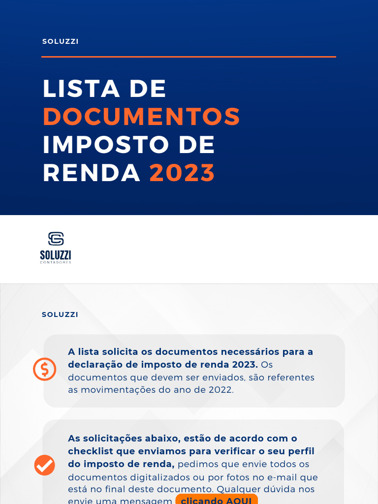 Documentos para Imposto de Renda 2023 | PDF | Imposto de Renda | Impostos