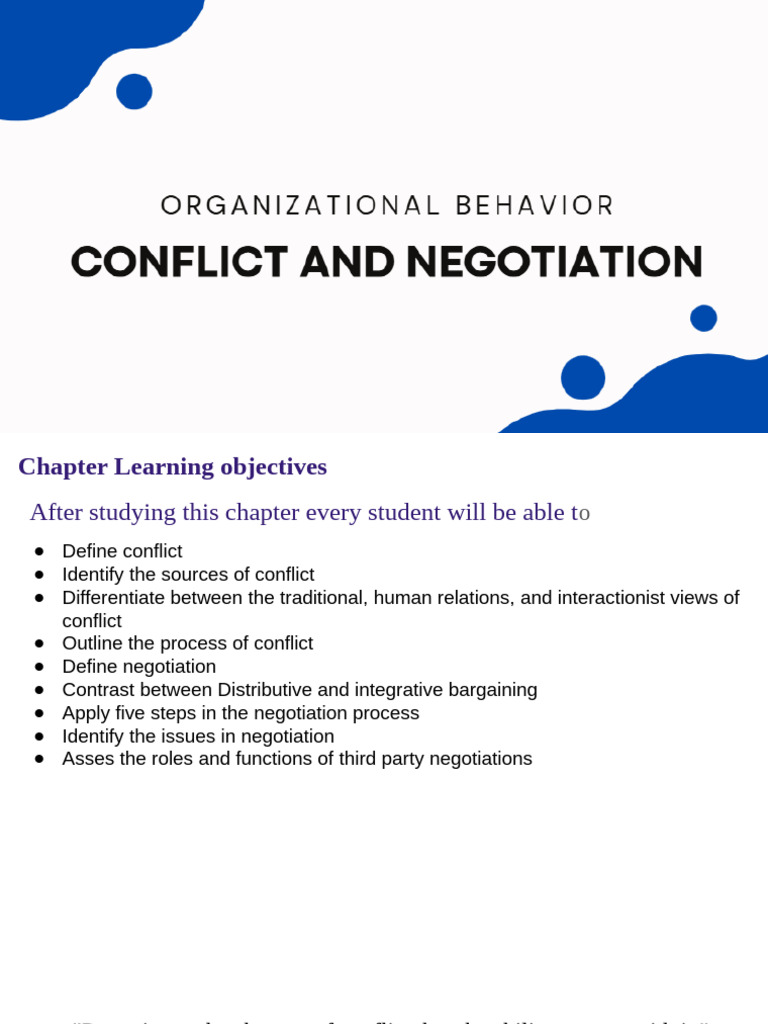 Conflict and Negotiation | PDF | Negotiation | Communication