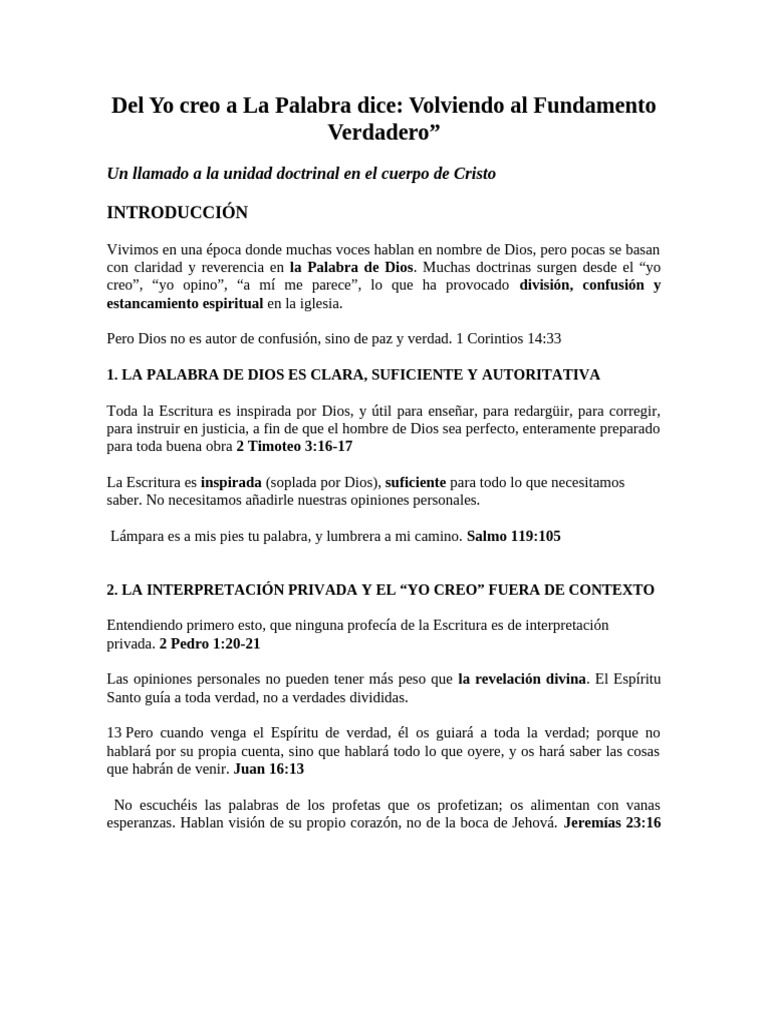 Unidad Doctrinal en la Palabra de Dios | PDF | Cristo (título) | Verdad