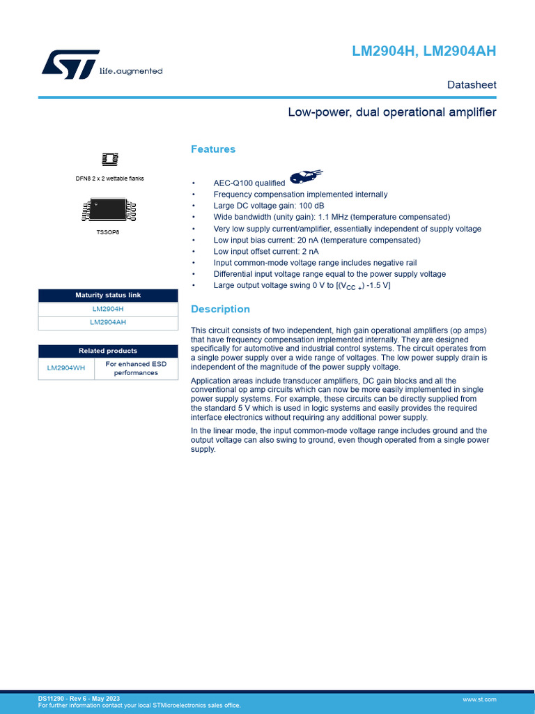 Low-Power Dual Operational Amplifier | PDF | Operational Amplifier ...