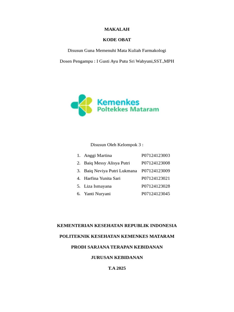 Kode Obat dalam Farmakologi | PDF