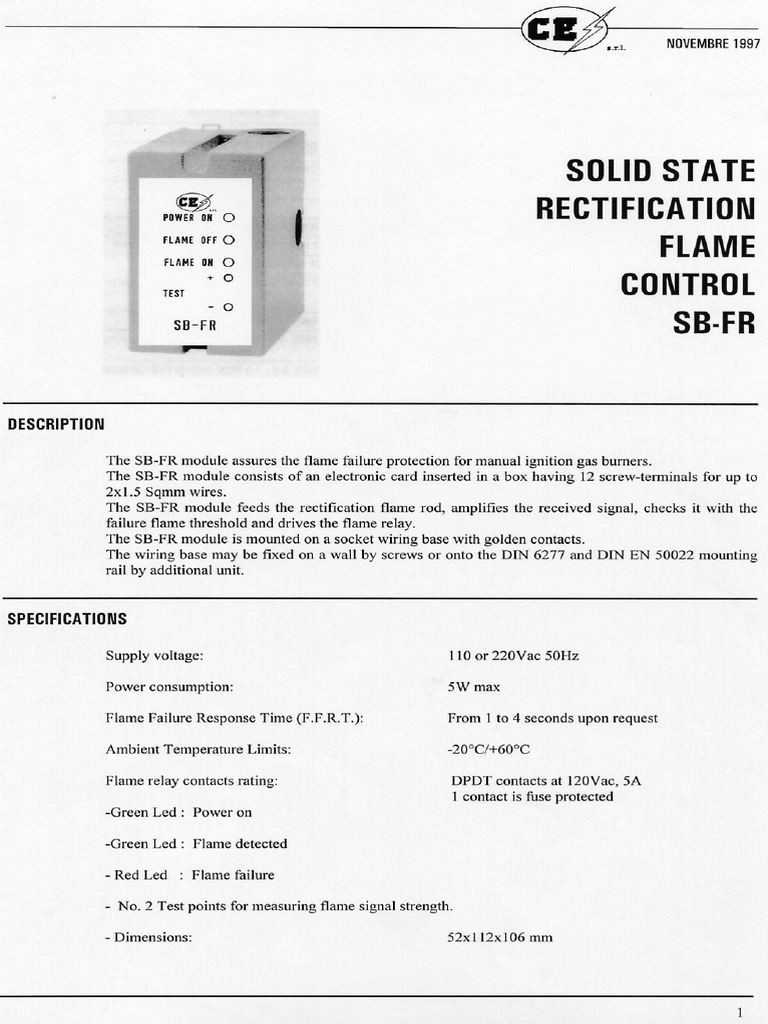 CE Solid Statet Rectification Flame Control SB-FR | PDF