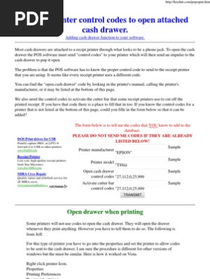 Open Drawer Codes Printer Computing Office Work