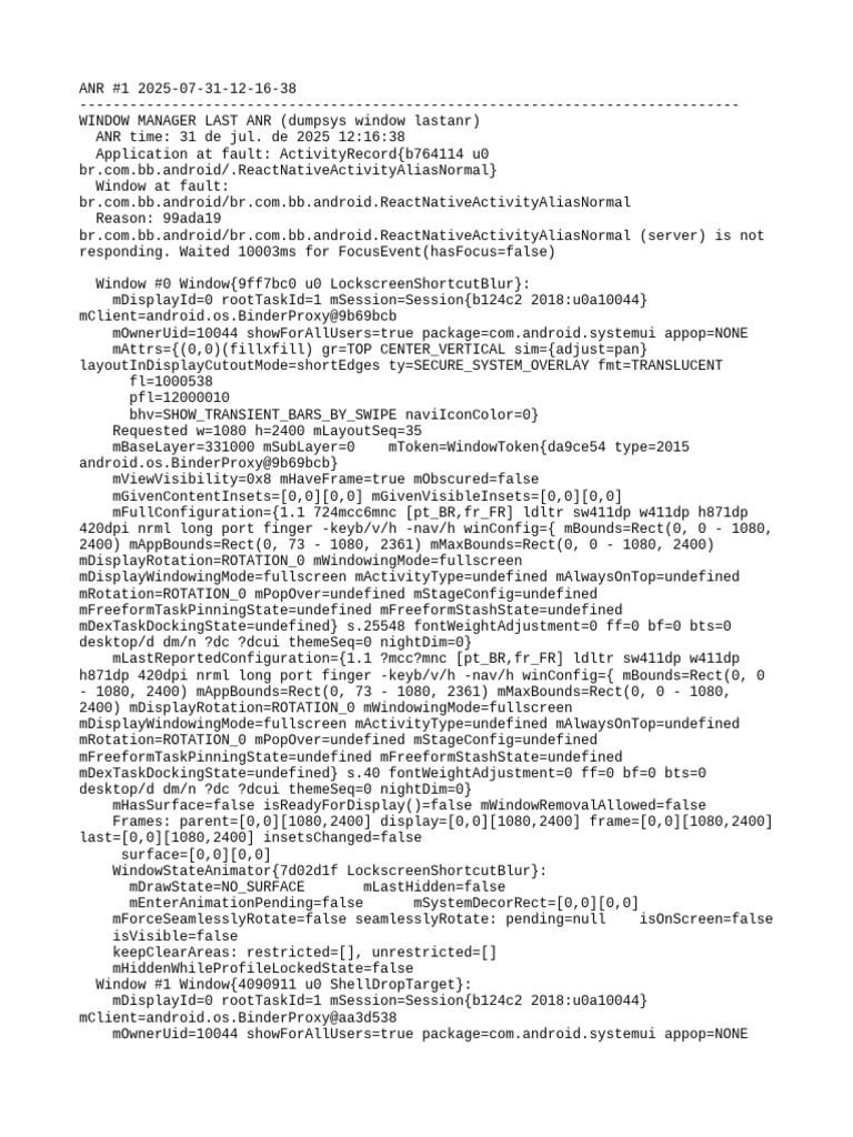 Dumpsys ANR WindowManager | PDF | Human–Computer Interaction | Computing