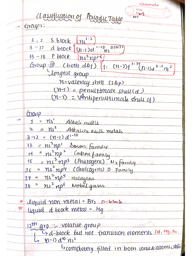 Periodic Classification Notes | PDF