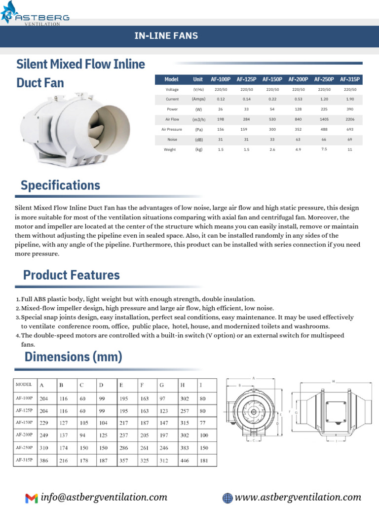 Silent Mixed Flow Inline Duct Fan | PDF | Duct (Flow) | Mechanical ...