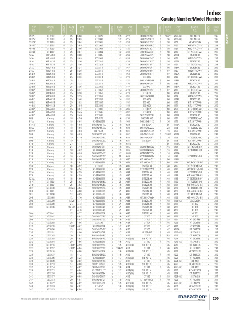 Product Index and Specifications Catalog | PDF