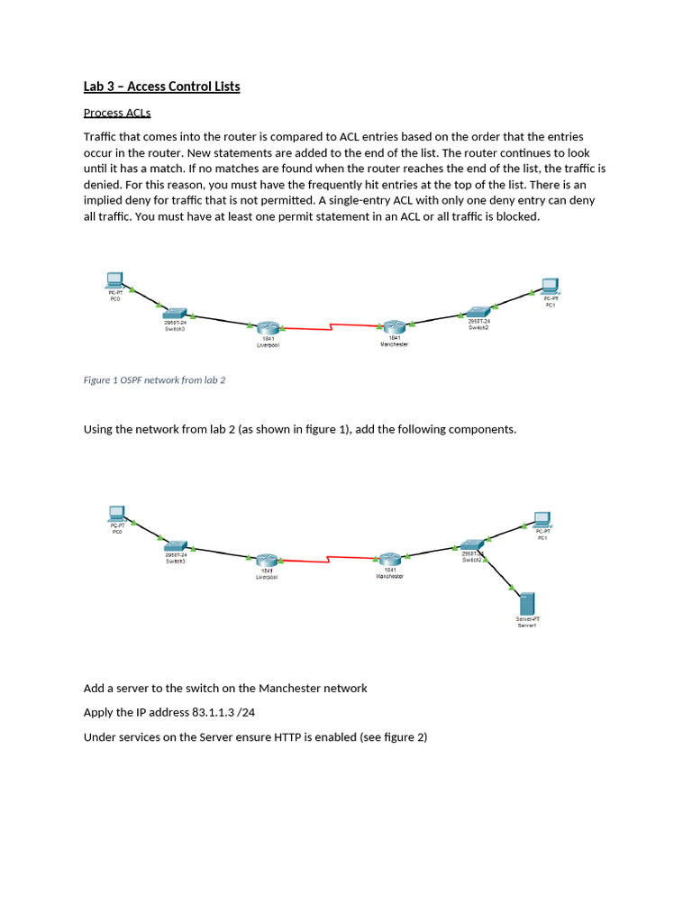 Access Control Lists in Networking Lab | PDF | Computer Network ...