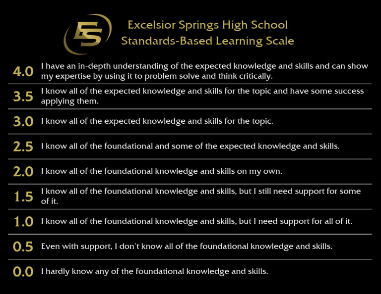 Excelsior Springs Learning Scale Explained | PDF