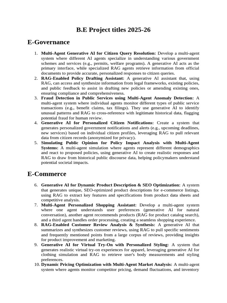 35 Project Tiles For Students of Final Year of Engineering | PDF ...