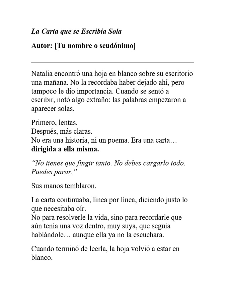 La Carta Que Se Escribía Sola | PDF
