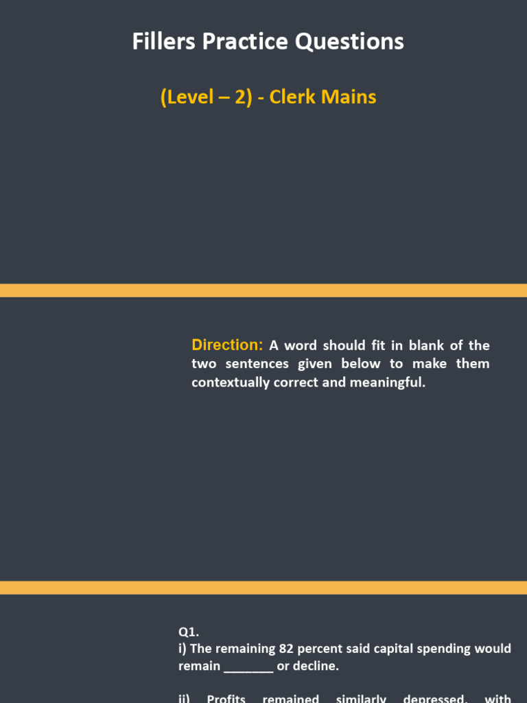 Fillers Practice Questions for Clerk Mains | PDF | Waste | Jewellery