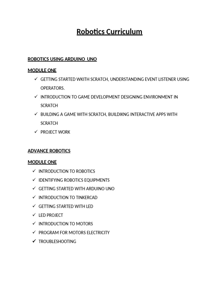 Robotics Curriculum | PDF
