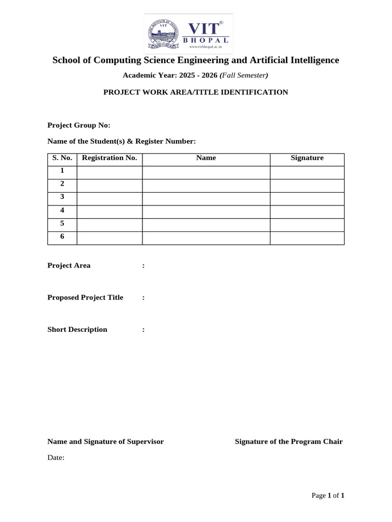 Project Title Identification Form | PDF