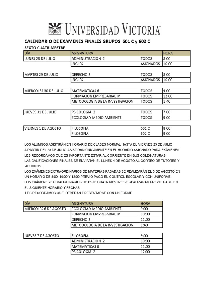 Exámenes Finales 601 C y 602 C 2023 | PDF