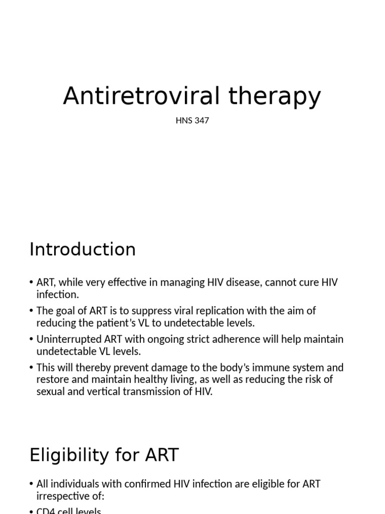 Antiretroviral Therapy | PDF | Hiv | Management Of Hiv/Aids