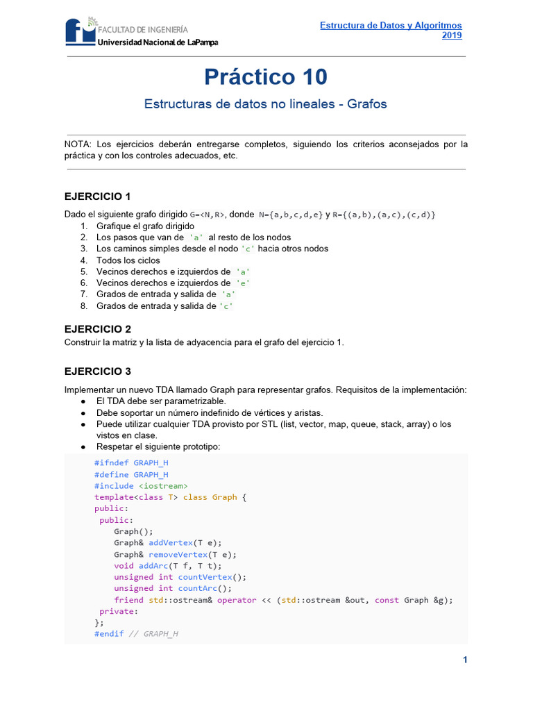 Ejercicios sobre Grafos en C++ | PDF | Vértice (teoría de grafos ...