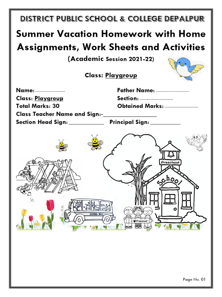 Playgroup Summer Homework 2021-22 | PDF | Curriculum