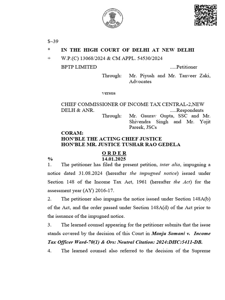 Delhi High Court Ruling on Income Tax Notice | PDF | Justice | Crime ...