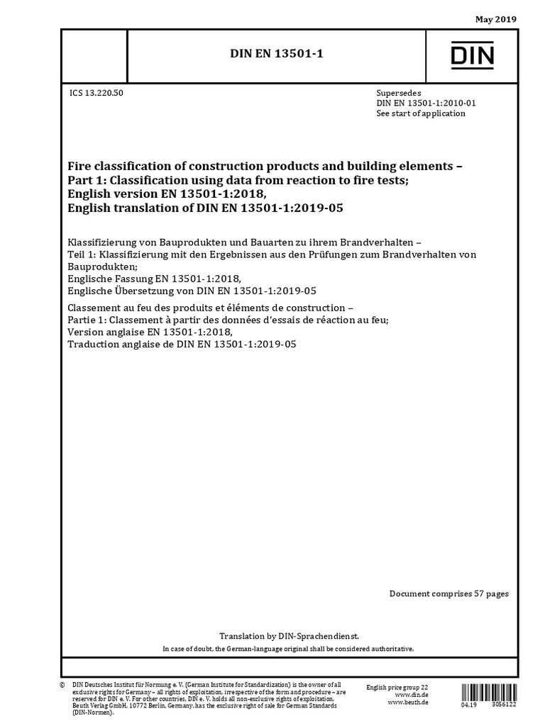 Din en 13501 - 2019 | PDF
