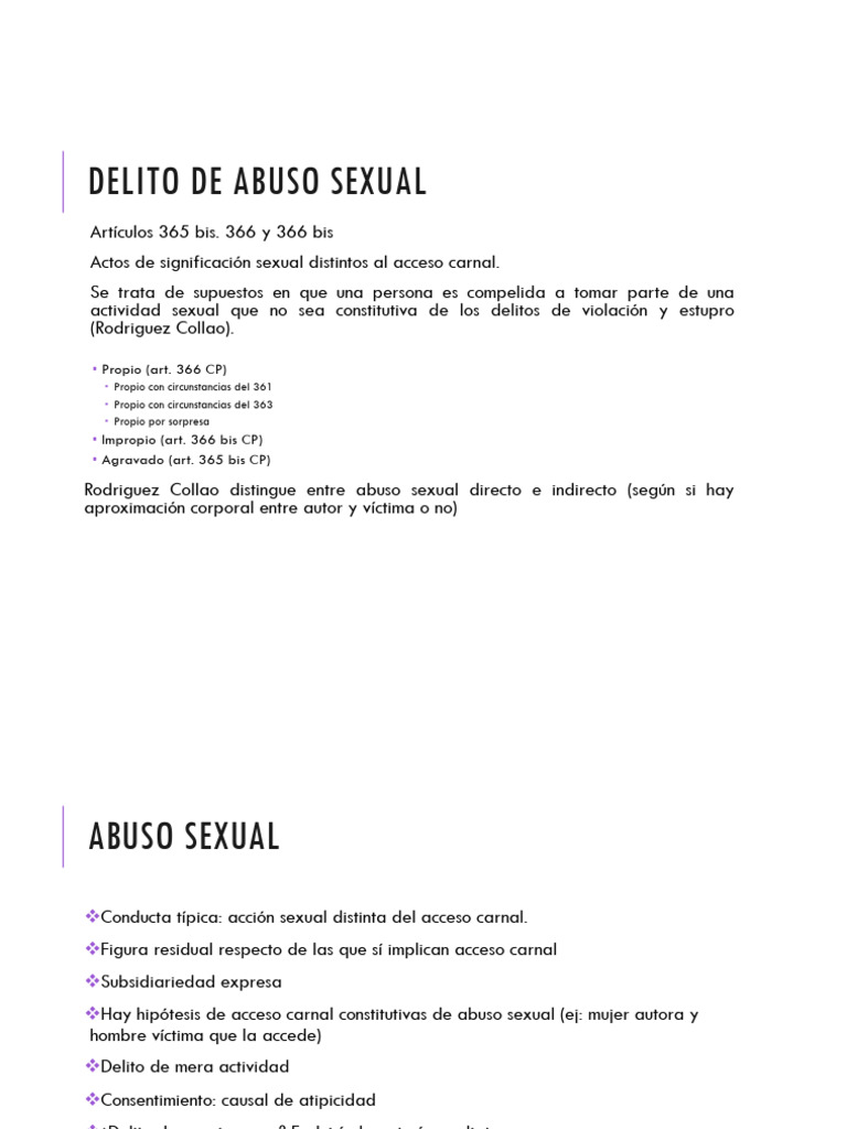 Delito de Abuso Sexual y Sus Modalidades | PDF | Violación | Abuso sexual