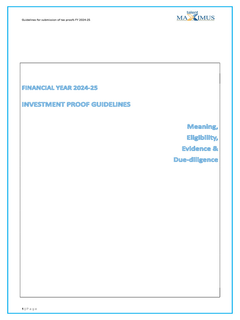 Tax Proof Submission Guidelines FY 2024-25 | PDF | Tax Exemption | Taxes