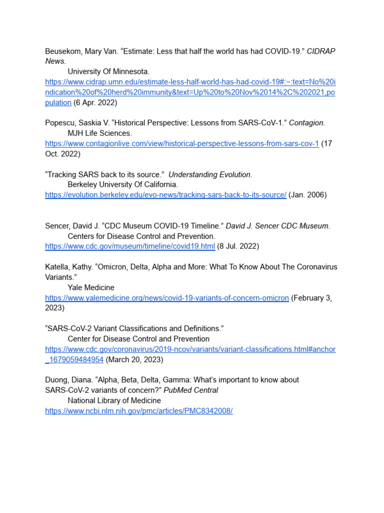 Sources For Covid-19 Research | PDF