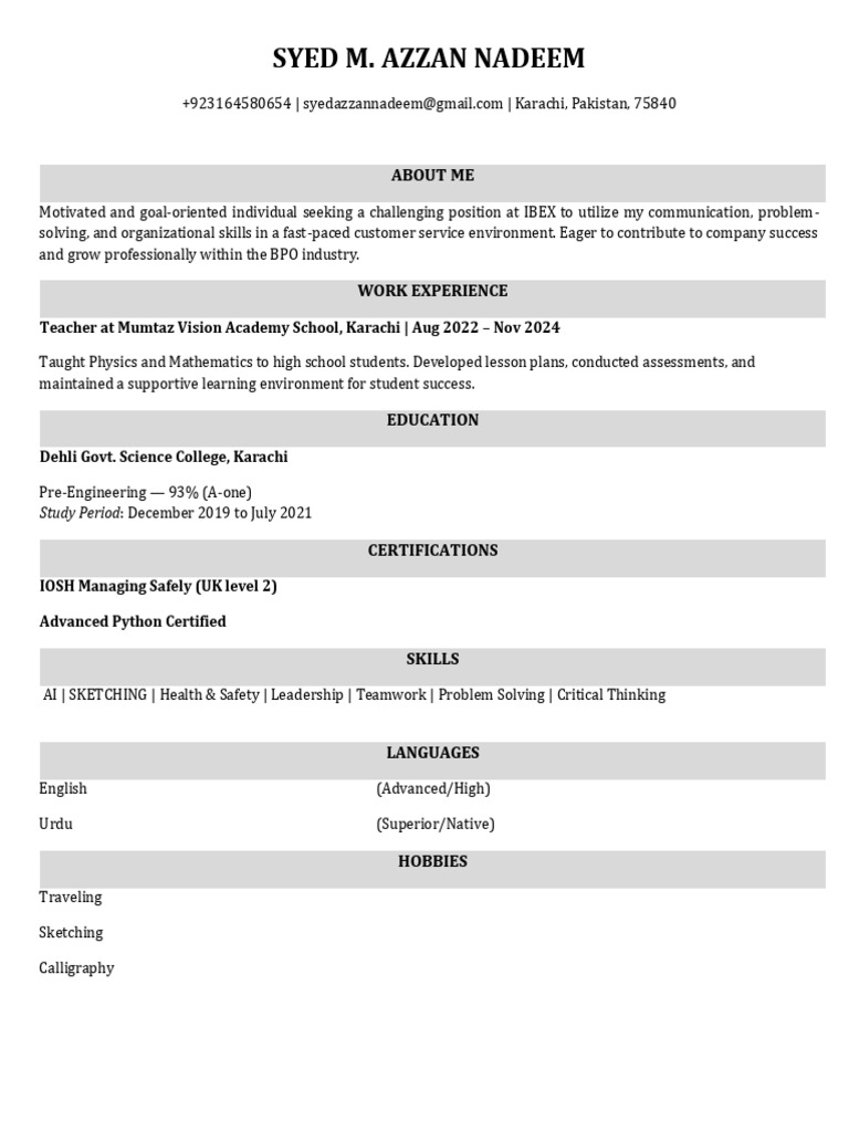 Azz CV | PDF