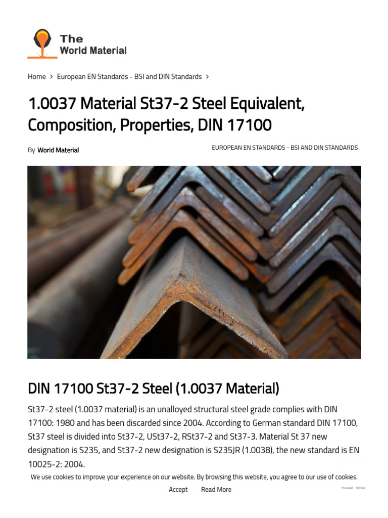 1.0037 St37-2 Steel Properties & Equivalents | PDF | Yield (Engineering ...
