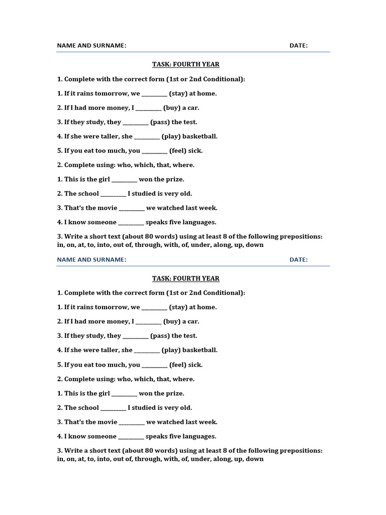 Fourth Year English Grammar Exercises | PDF | Chess Theory | Chess