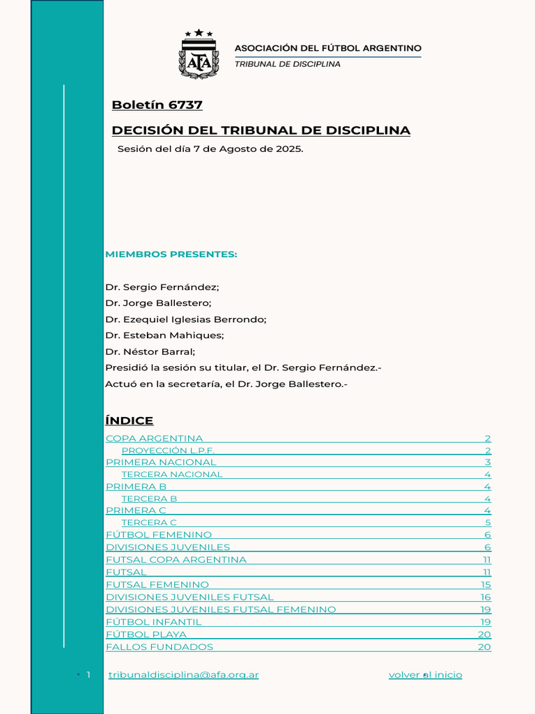 Boletin 6737 | PDF | Deportes | Asociación de equipos de fútbol
