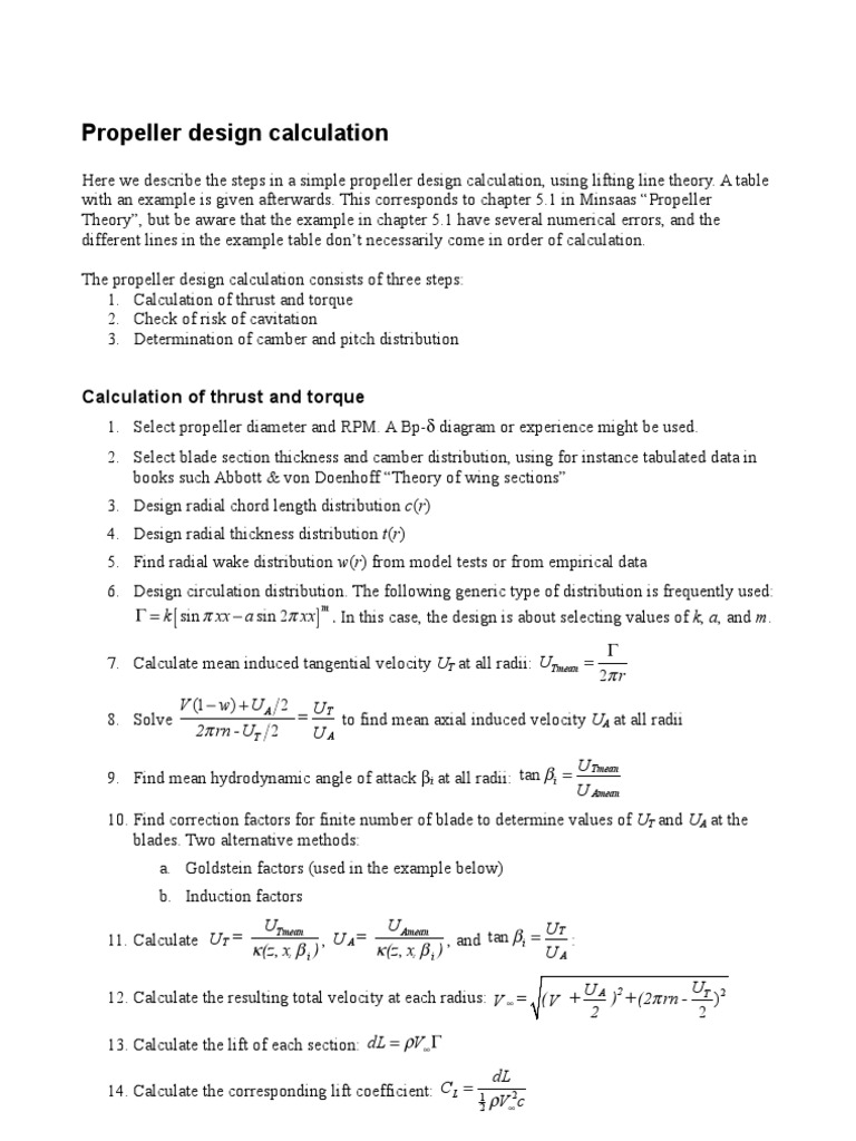 Propeller Design Calculation PDF Business