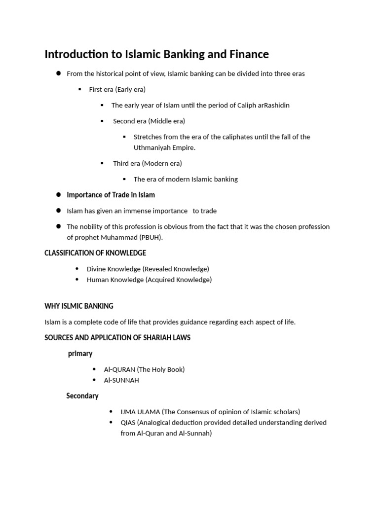 Islamic Bank Chapter One | PDF | Islamic Banking And Finance | Sharia