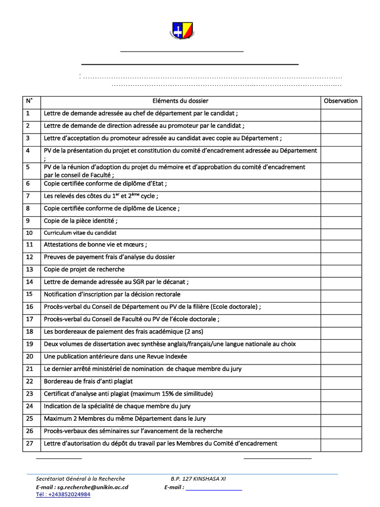 Checklist Soutenance Mémoire DEA/DES | PDF