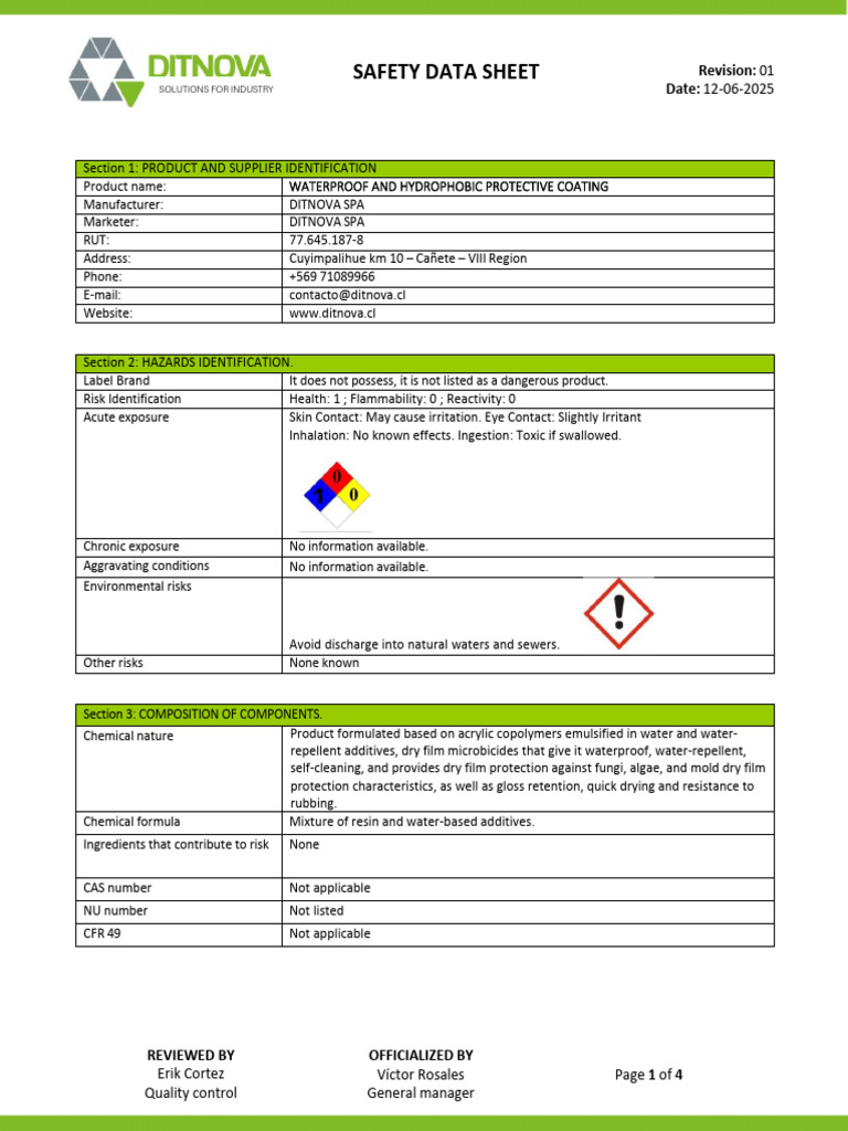 Waterproof Protective Coating SDS | PDF | Personal Protective Equipment ...