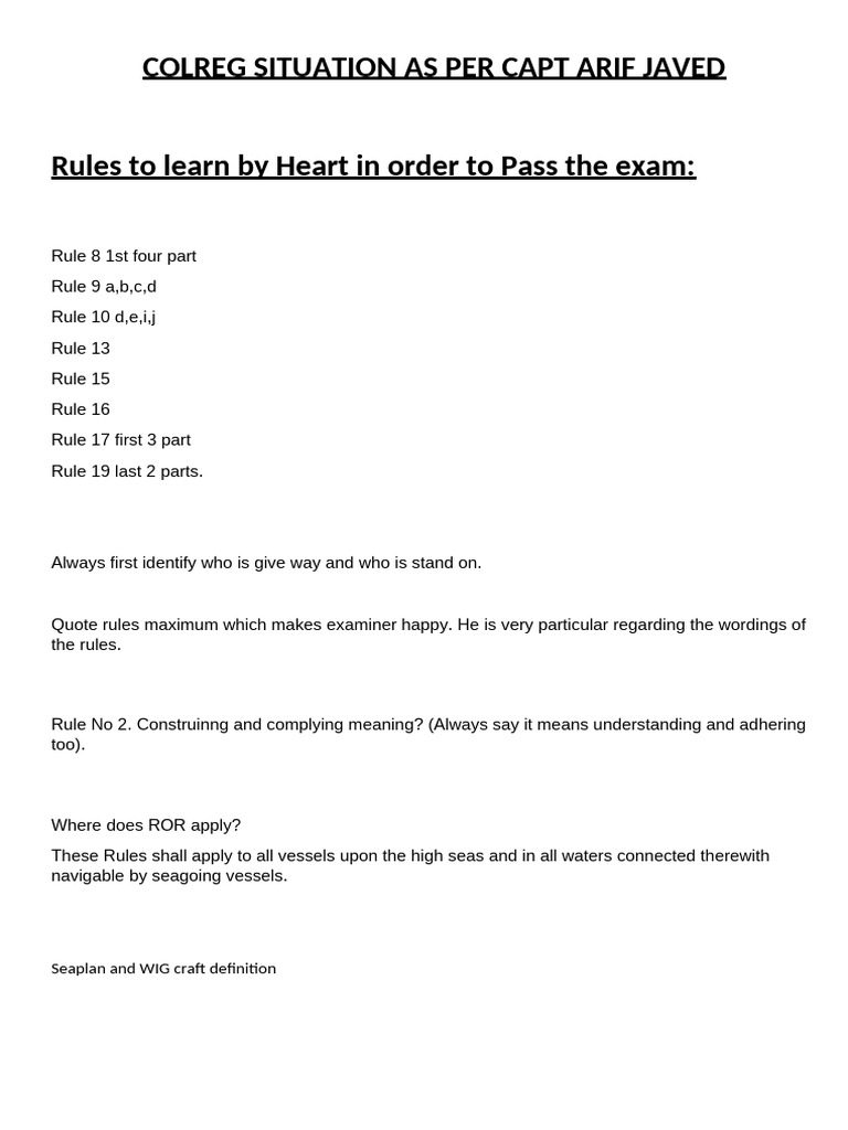 COLREG Exam Preparation Guide | PDF | Traffic | Radar