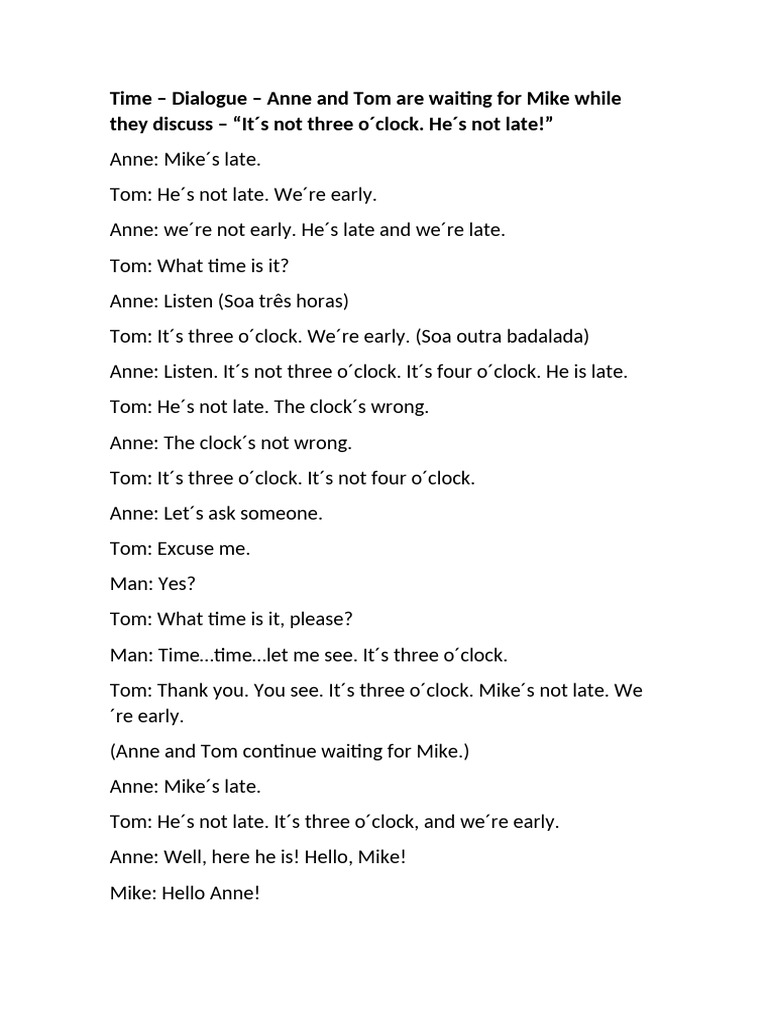 Time Dialogu Waiting For Mi Punctuality | PDF