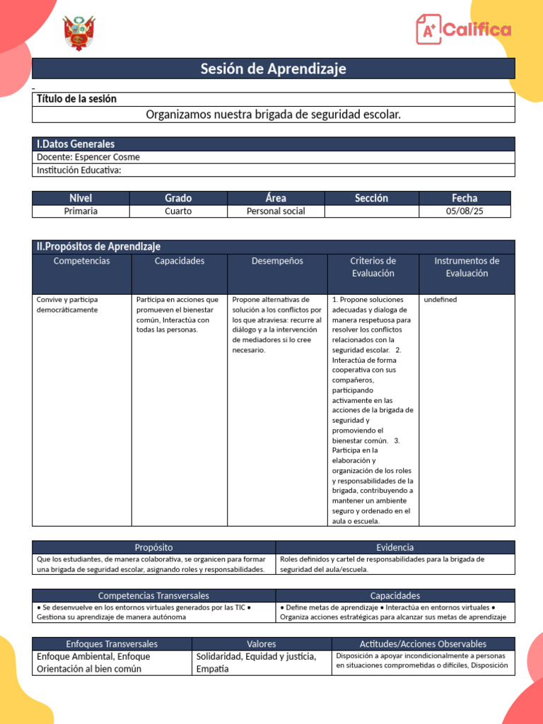 Brigada de Seguridad Escolar en Clase | PDF | Aprendizaje | Escuelas