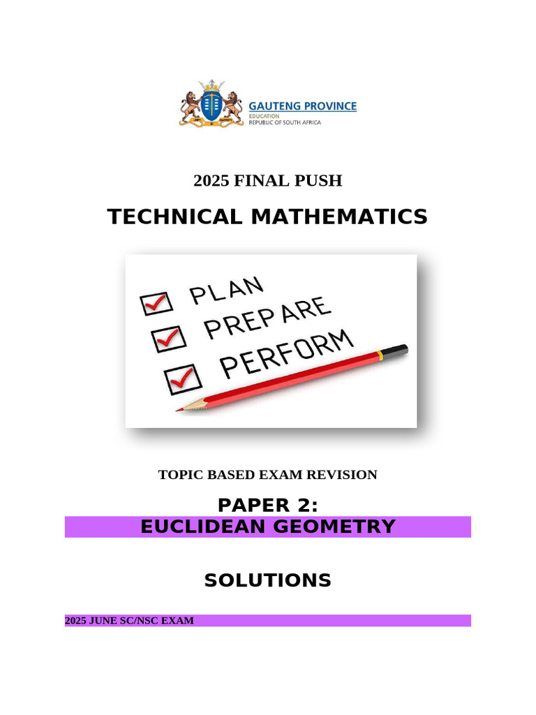 Euclidean Geometry Exam Solutions 2025 | PDF | Angle | Mathematics